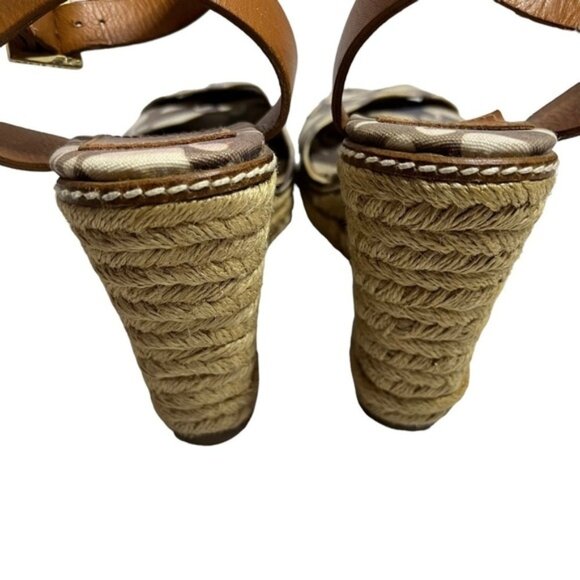 Tory Burch Swan Espadrille Wedge Sandals Ankle Strap Women's Size 8 B - Picture 6 of 11